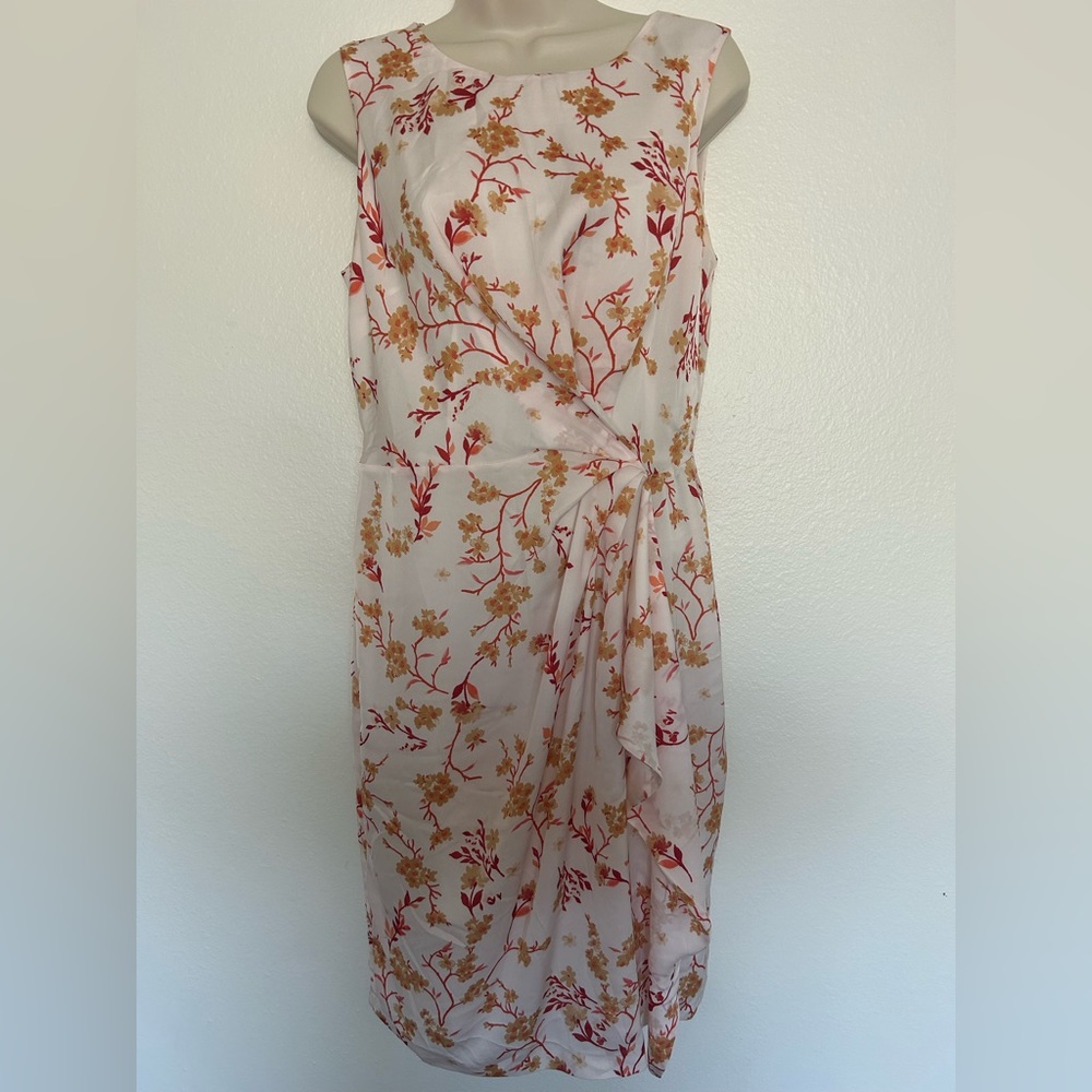 Spring Floral Knot Twist Short Sleeve Dress